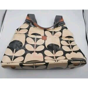 Orla Kiely Black Cream Stem Shoulder Bag READ